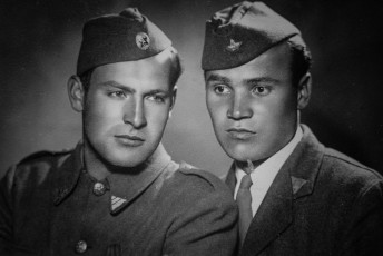 A photograph of Goffredo Jukic (on the left), Fredjiana's father, with one of his comrades during his military service, before being deported to GoliOtok. December 13th 2023.