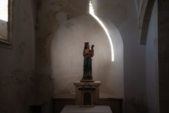 Called Madonna del Mare, it is the oldest work in St. Mary's Church, probably dating back to the 11th century, carved and painted entirely by hand. Purchased by the Benedictines in the east, it arrived in St Nicholas and became miraculous and the destination of pilgrims. The statue represents the Virgin with the child resting on her left arm. Tremiti, June 2024.