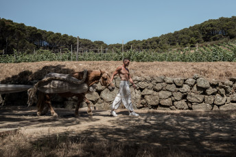 Valerio, one of the prisoners, during the play "Ulysses or the colours of the mind". Before going to prison, Valerio worked in a riding stable in Ascoli Piceno giving riding lessons. On the island he looks after the animals. June 2022.