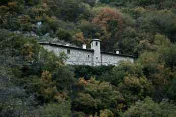 One of the hermitages in Valcastoriana in the Sibillini Mountains, built in the 10th century. After being abandoned for a long time, it is now inhabited by a hermit come from far. Umbria.